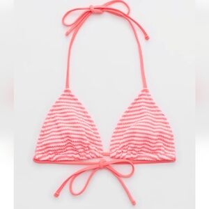 aerie Pink & White Striped Triangle Bikini Top